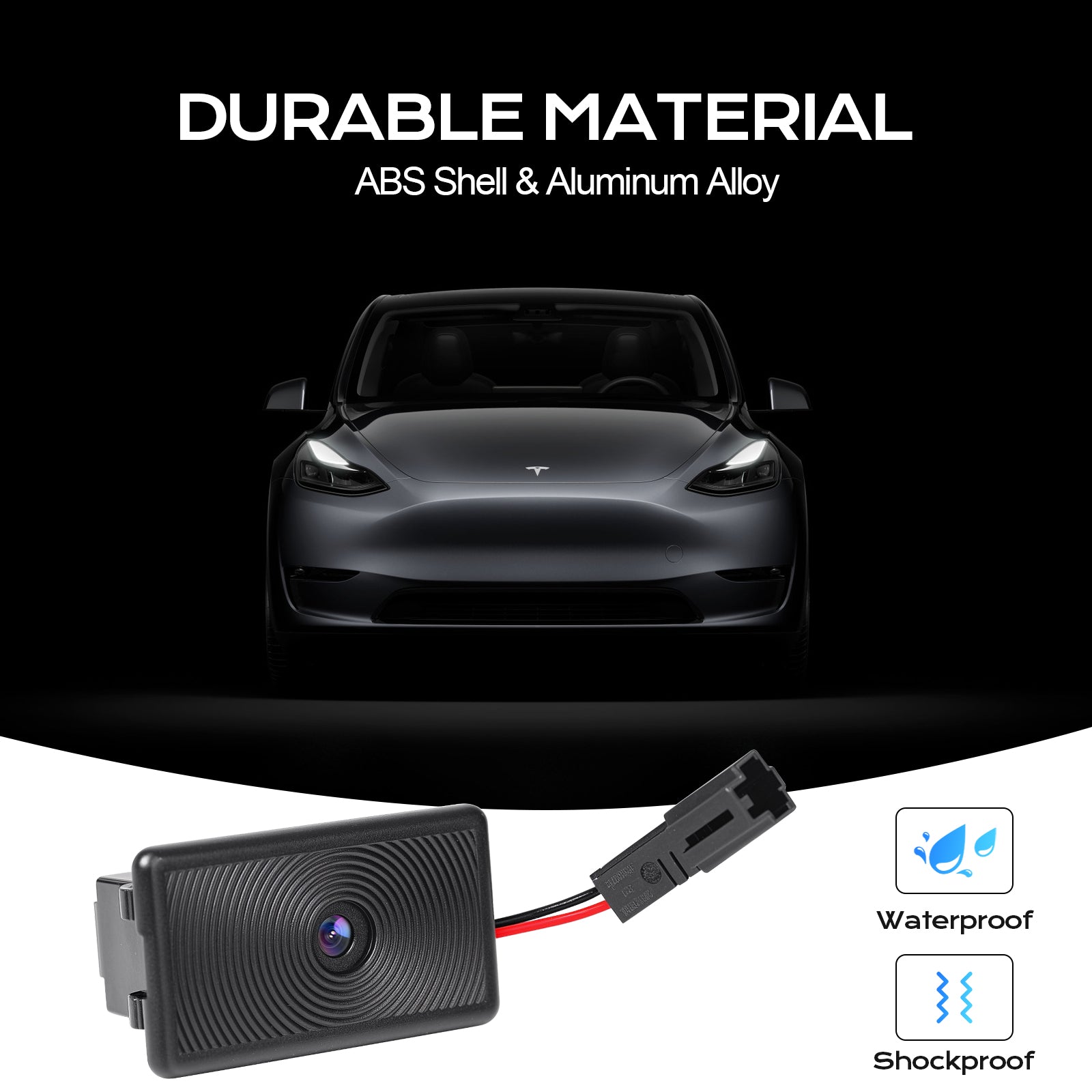 Tesla door light with durable ABS shell and aluminum alloy housing, featuring waterproof and shockproof design for reliable performance in all weather conditions.