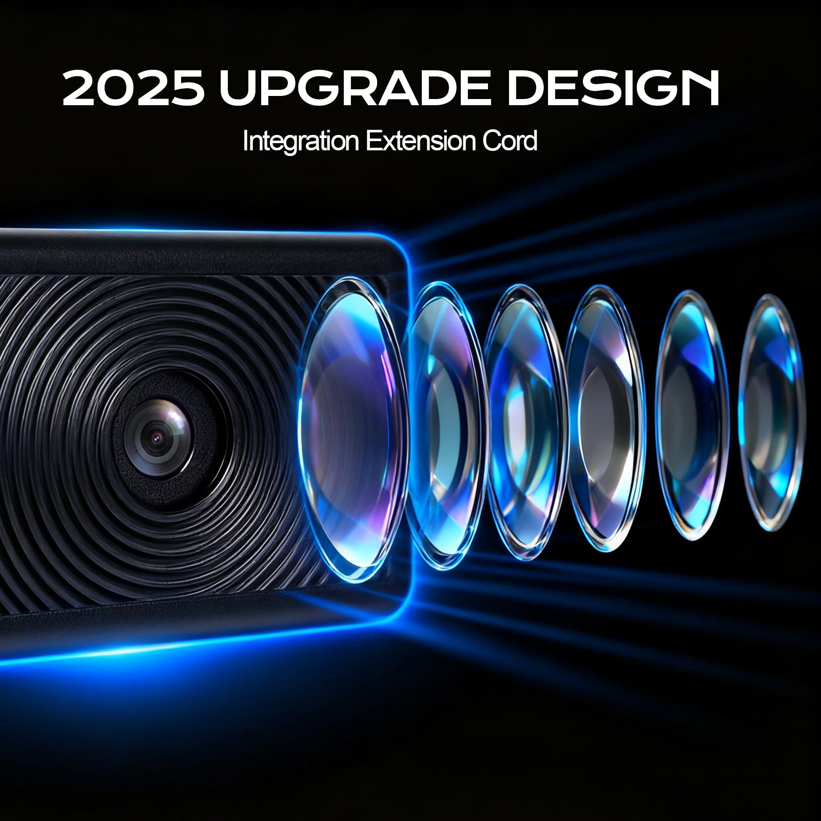 2025 upgraded design of Tesla door light featuring an integrated extension cord and a multi-layer HD optical lens system, emitting precise blue light beams for a sharper, brighter, and more durable projection.