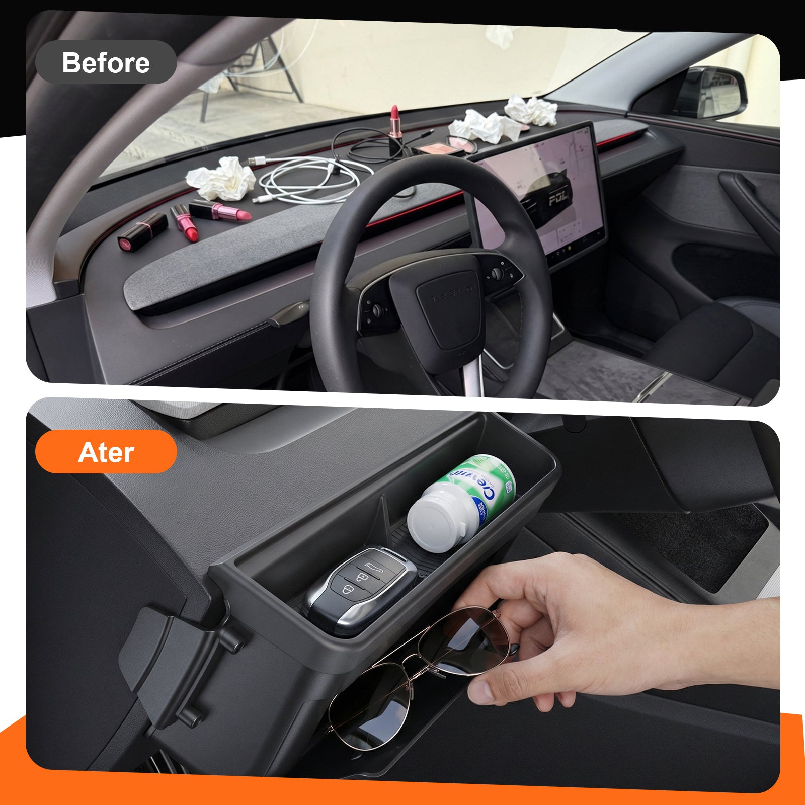 Tesla Model Y/YL Driver's Console Organizer – Sunglasses & Card Storage Box