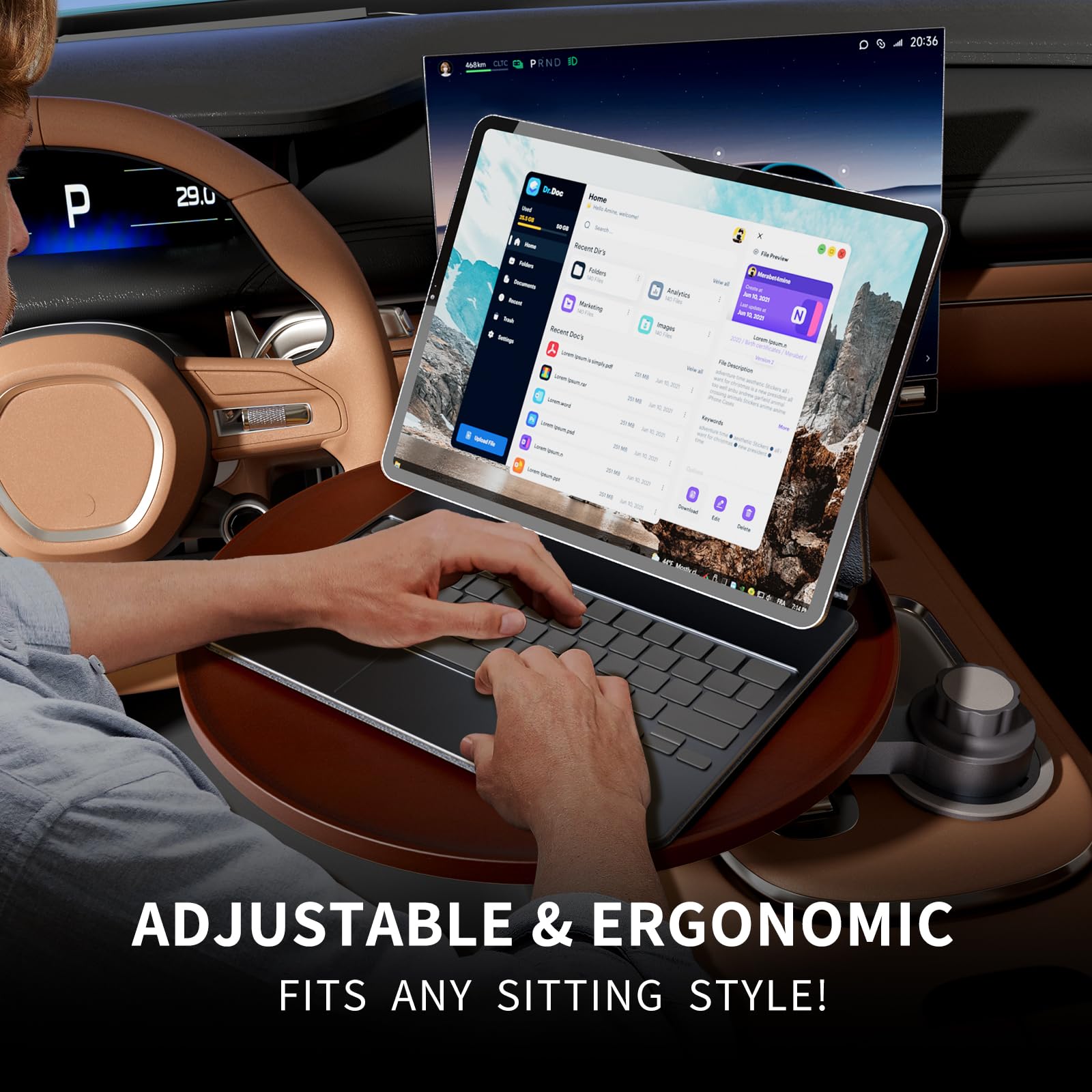 Rotating Wood Car Tray (360°)