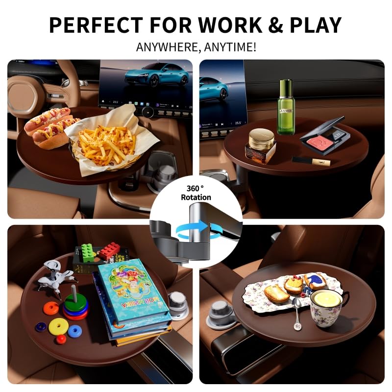 Rotating Wood Car Tray (360°)