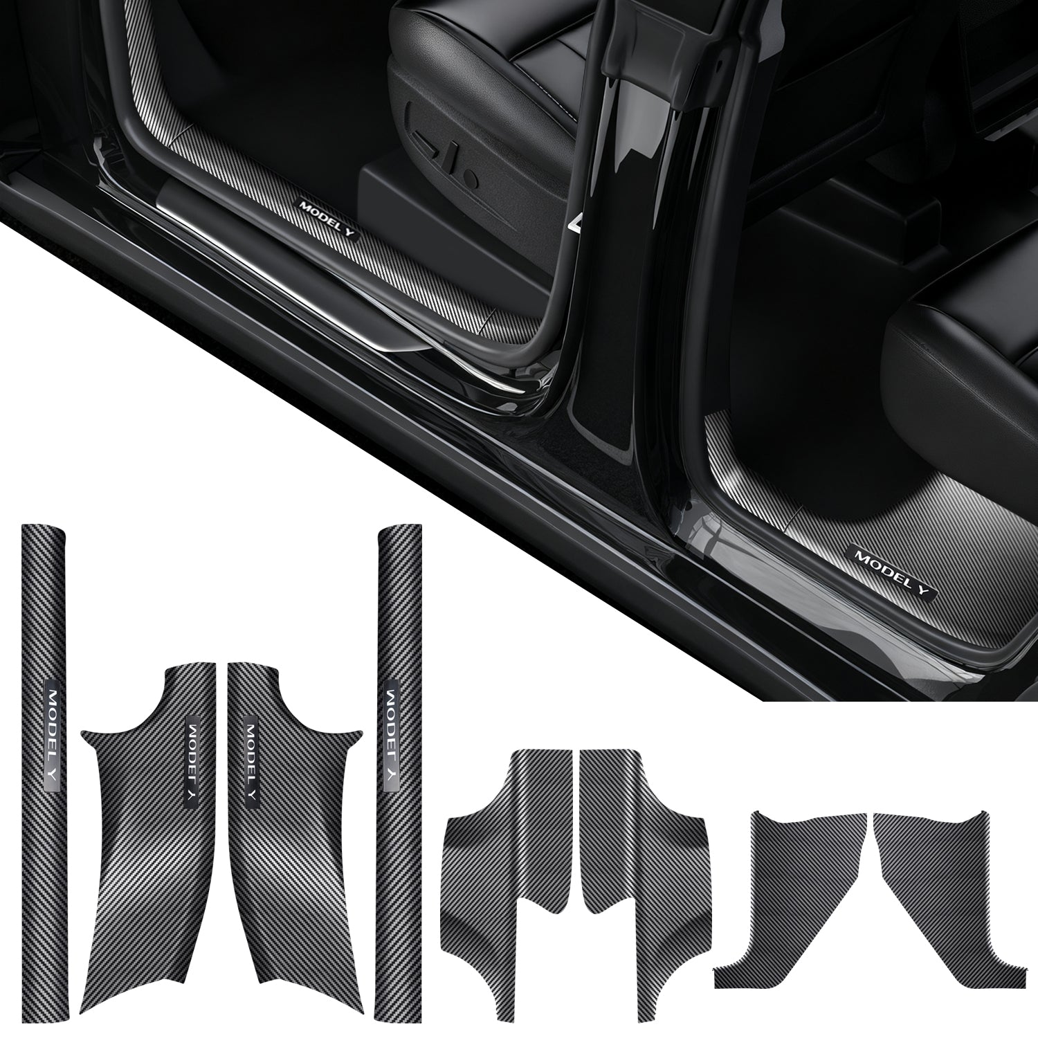 2025+ Model Y Carbon Fiber Door Sill Protectors