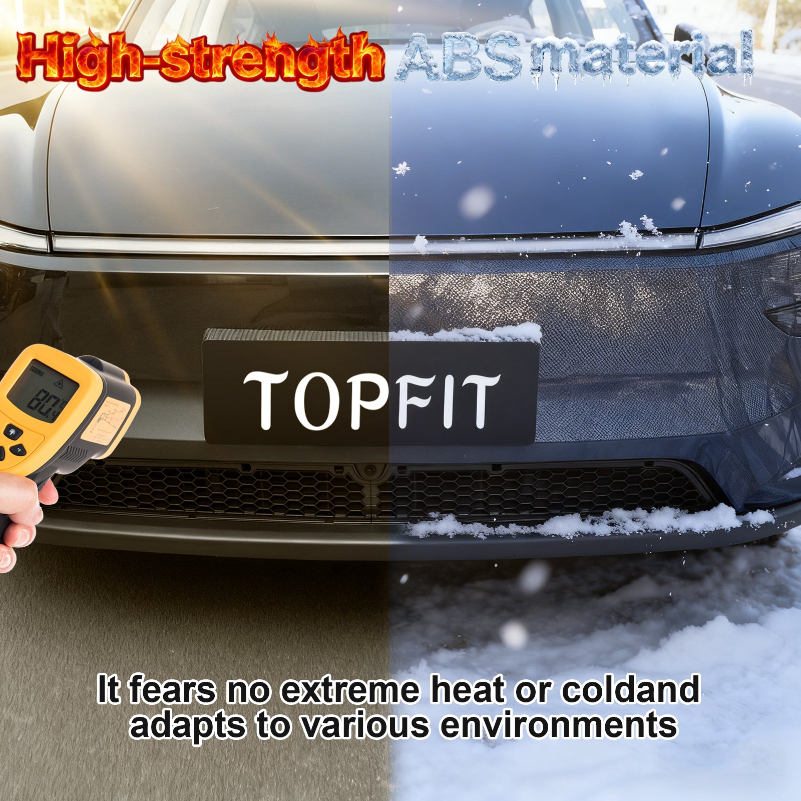 High-strength ABS grille guard for 2025+ Tesla Model Y Refresh: stable in extreme heat & cold without deforming.
