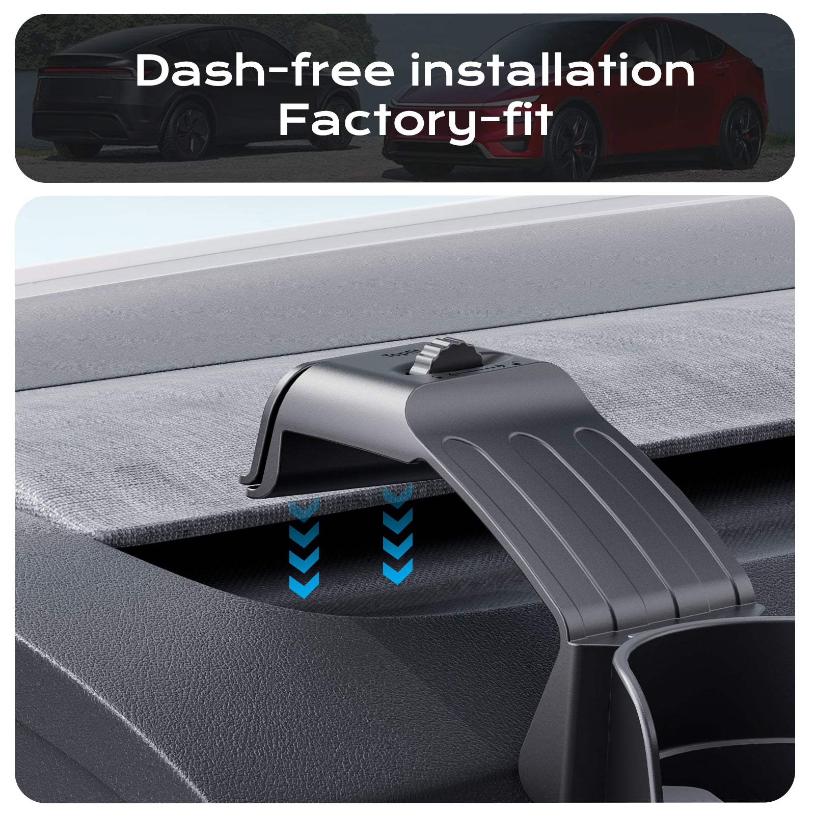 Dash-free installation cup holder for Tesla Model 3 (2024+) and Model Y (2025+), factory-fit design.