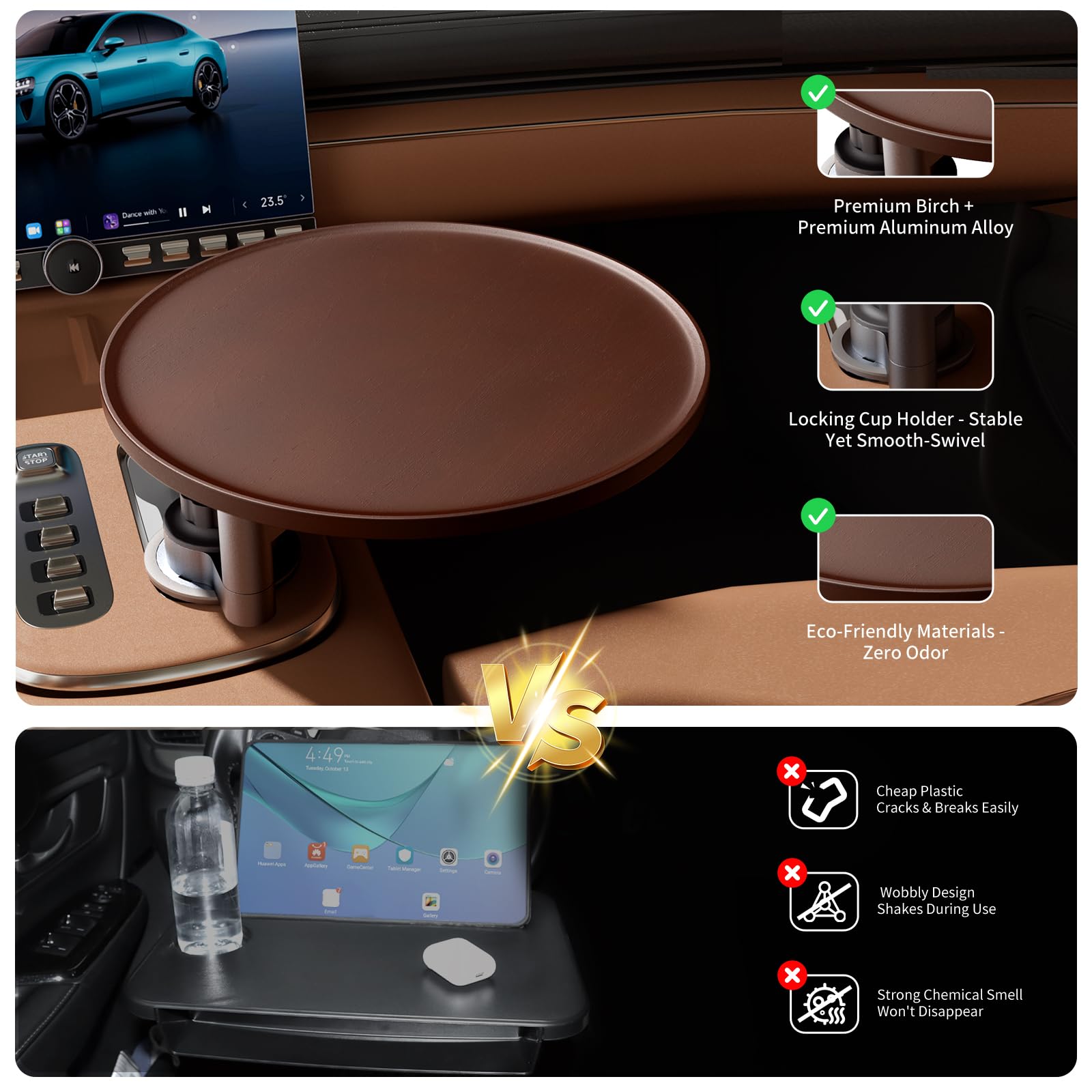 Rotating Wood Car Tray (360°)